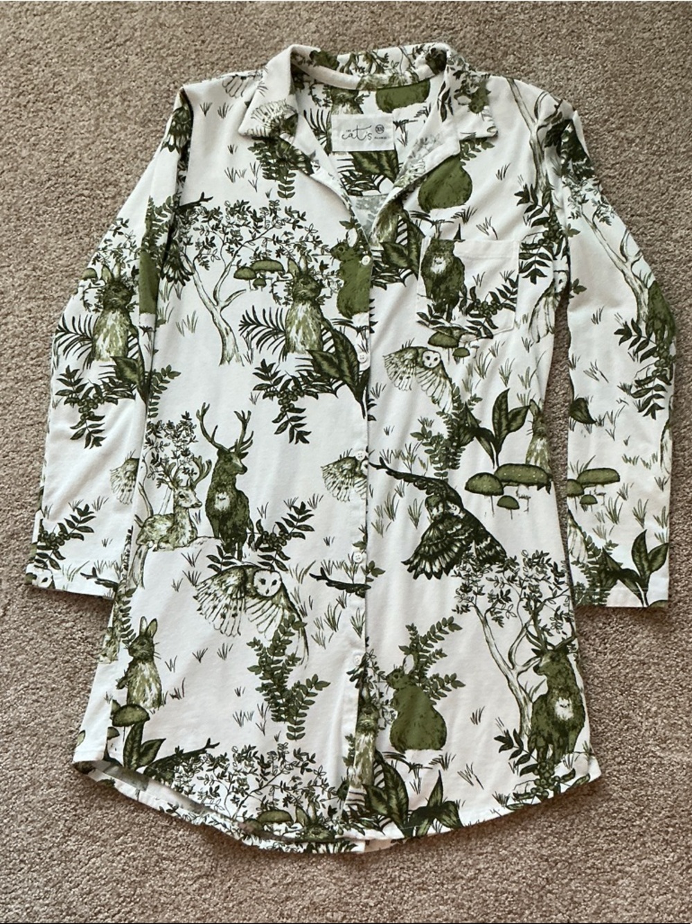 The Cat's Green & White Printed Button-Down Shirt - Picture 7 of 8